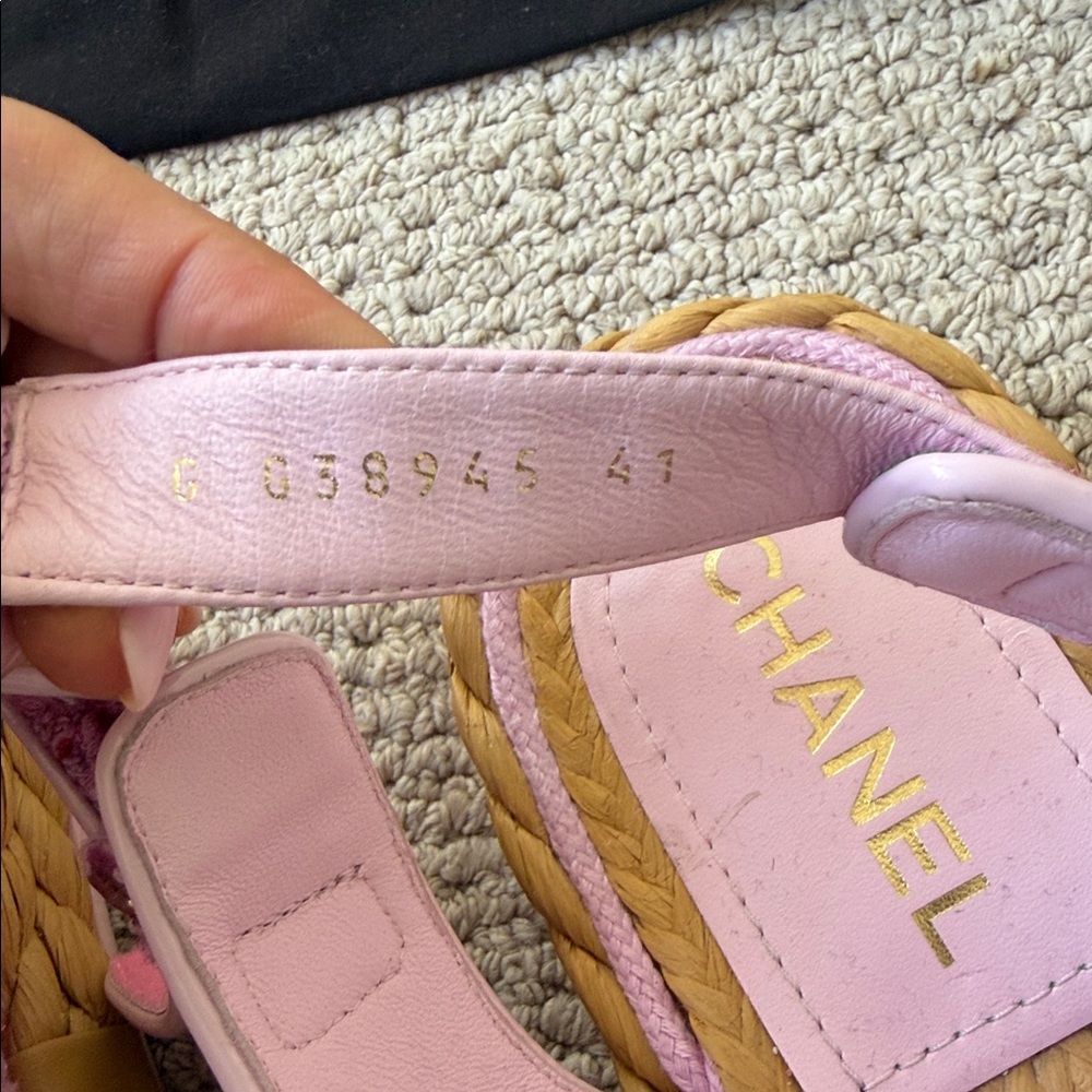 CHANEL Pink Tweed Interlocking CC Logo Espadrille Dad Sandals Size 41 - Picture 3 of 10